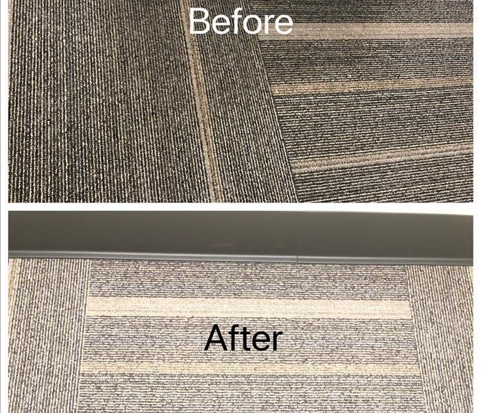 Before and after pictures of a carpet cleaning